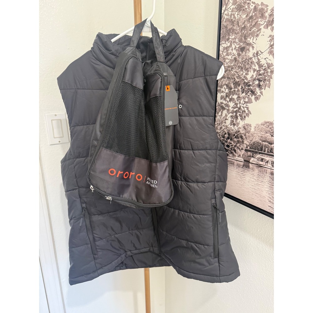 Ororo Mens 4-Zone Heated Classic Vest Black Puffer Size L 2104-021-0105 NWT